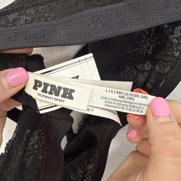 PINK Victoria's Secret Bra Womens Large Unlined Lace Underwire Lingerie NWT - Picture 7 of 12